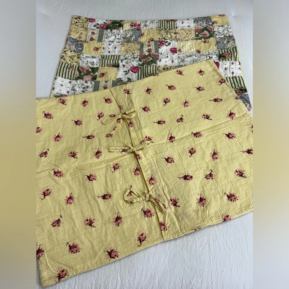 Set Of 2 Vintage French Quilted Cotton Shabby Chic Standard Pillow Sham Lovely